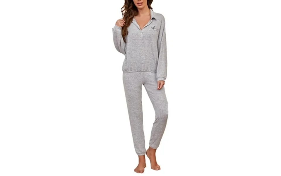 Richie House Women’s Pajama Set Collared Long Sleeve V-neck Top Pants Pjs Set Rhw2927-c-s