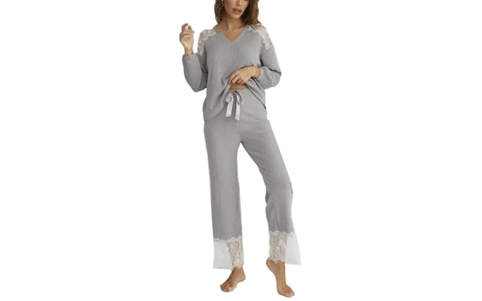 Richie House Women’s Pajama Set Long Sleeve Knitted Lace Top With Pants Rhw2927-b-m