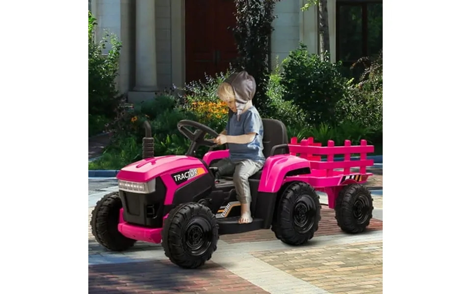 Ride On Tractor For Kids Electric Ride On Toy With Trailer 12v Battery Powered Car With Bluetooth Led Light Music Usb Po