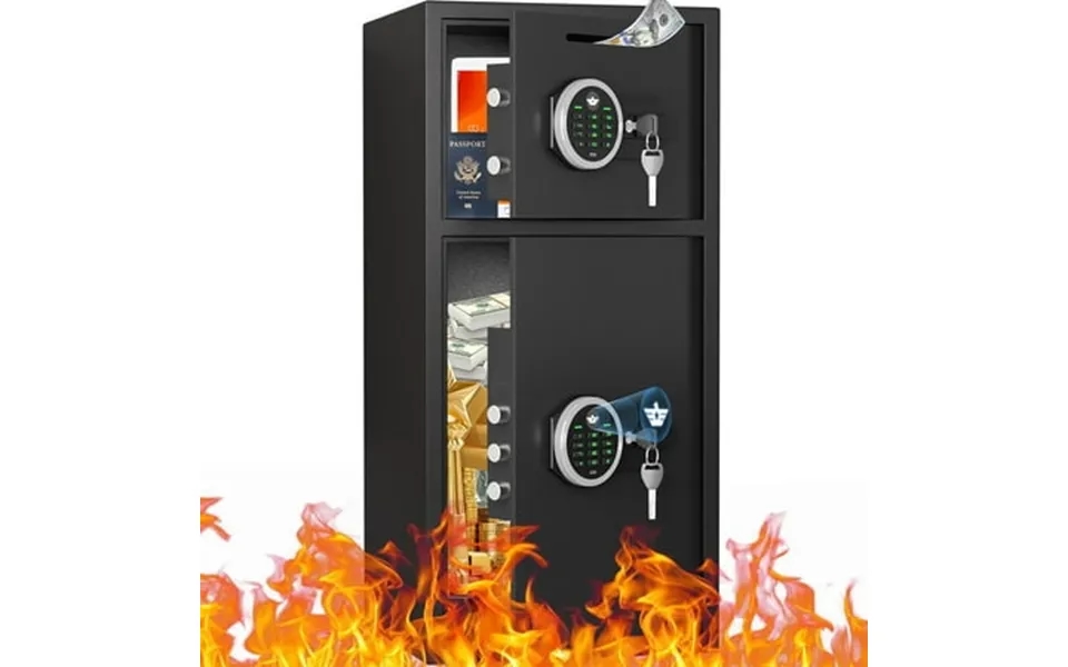 Riflevault 6.5 Cub Safe Box Heavy Duty Large Safe With Dual Alarm System Home Safe With Deposit Slot And Backlit Keyboar