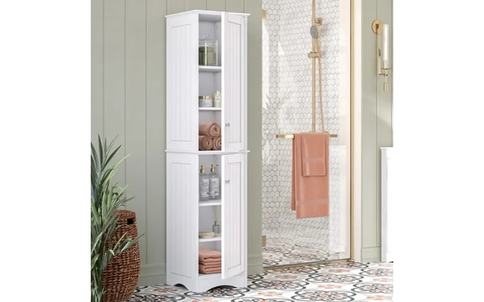 Riverridge Ashland Two-door Tall Bathroom Storage Cabinet And Linen Organizer With Adjustable Shelves - White
