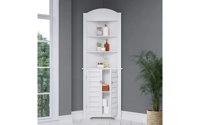 Riverridge Brookfield Tall Corner Bathroom Linen Cabinet Storage Organizer Shelf - White product image