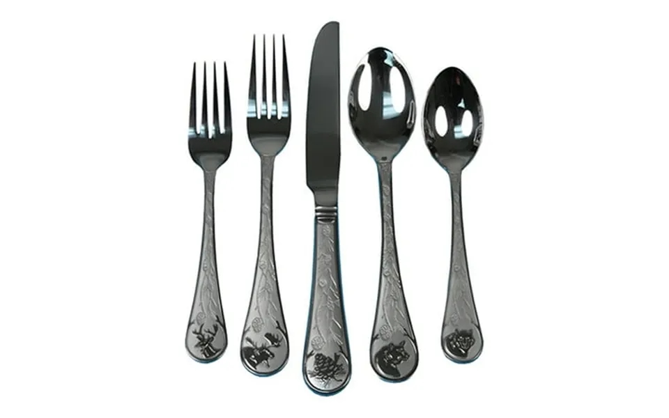 Rivers Edge Products 20-piece Flatware Set For 4 Stainless Steel Silverware Set With Rustic Wildlife And Foliage Design