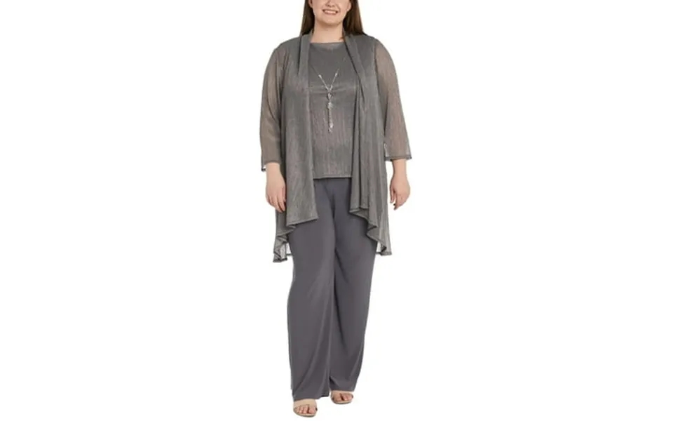 R&m Richards Womens Plus 3pc Pants Open-front Blazer
