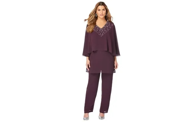 Roaman S Women S Plus Size Embellished Capelet Pant Set product image