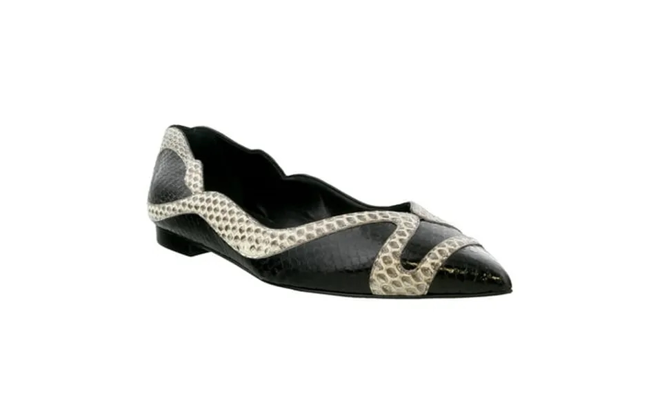 Roberto Cavalli Black Python Detail Pointed Toe Ballerina-6 For Womens