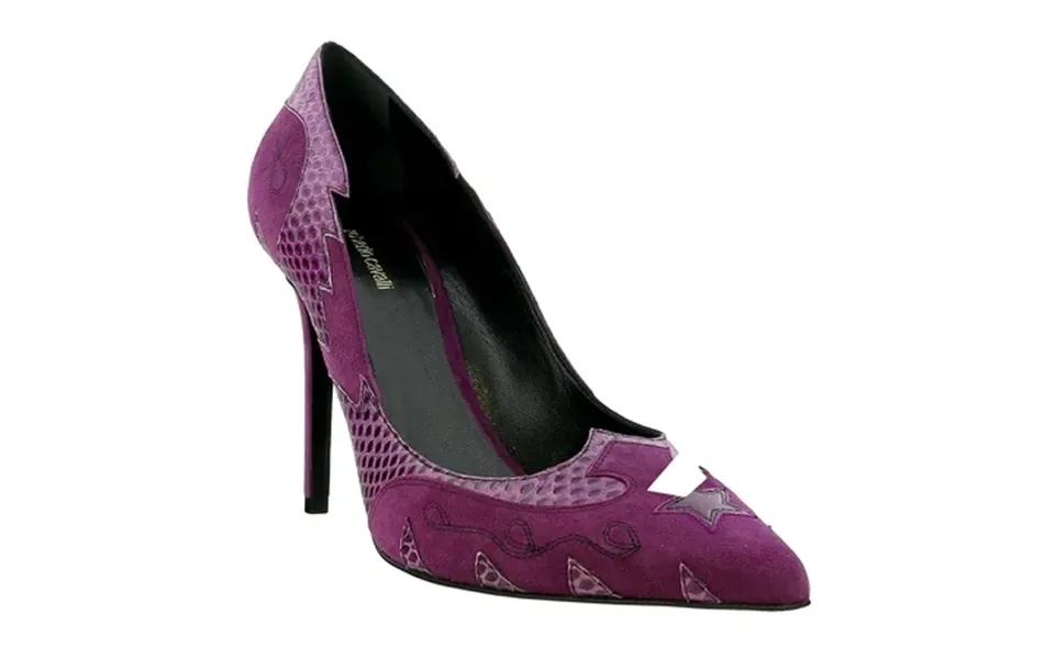 Roberto Cavalli Purple Snakeskin Suede Pointy Pump-9 For Womens