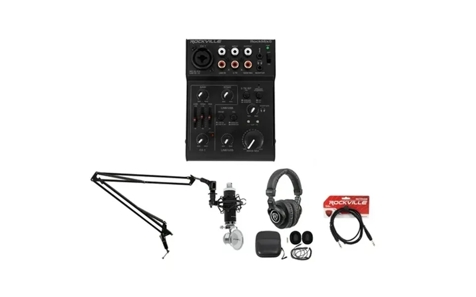 Rockville 1-person Podcast Podcasting Recording Kit W Rcm Mic Boom Headphones