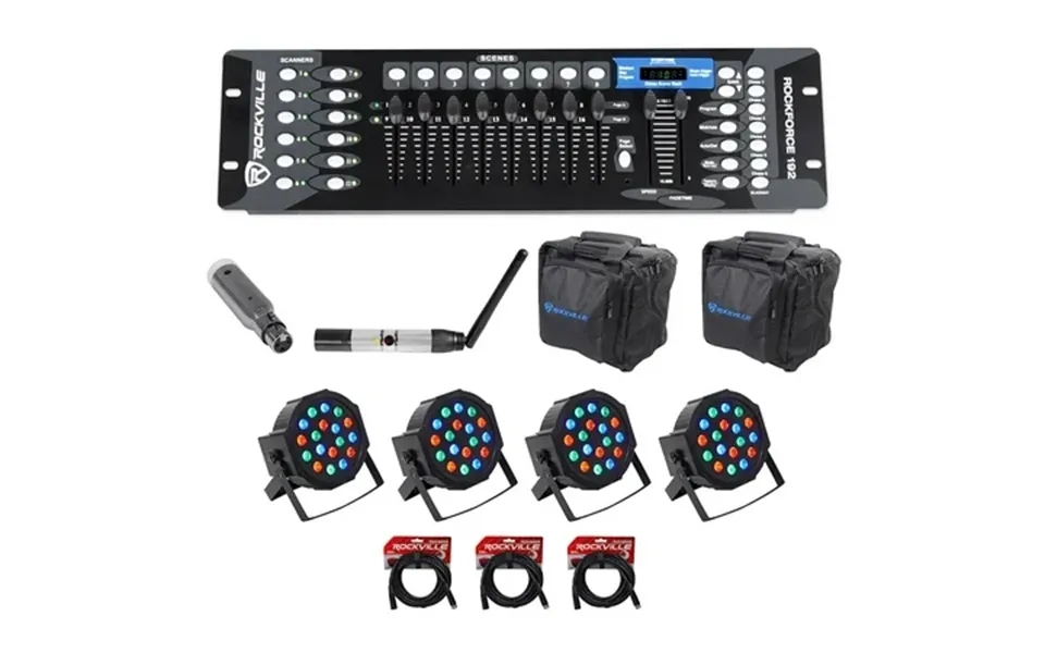 Rockville 192-channel Dmx Controller Lighting Transmitter Receiver 4 Par Lights