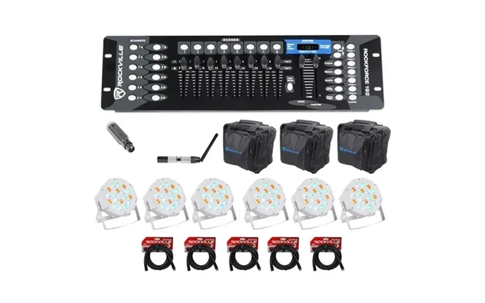 Rockville 192-channel Dmx Controller Lighting Transmitter Receiver 6 Par Lights