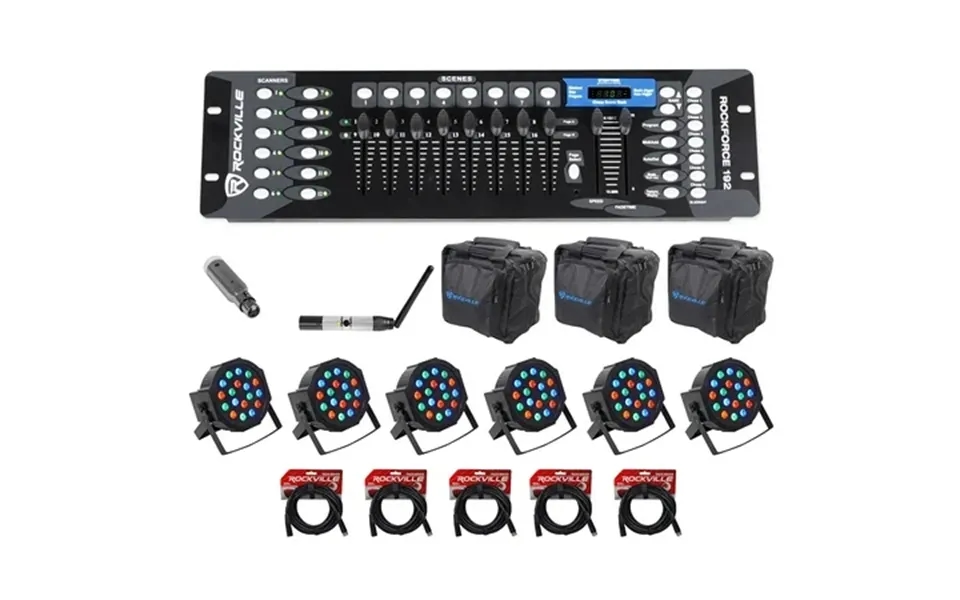 Rockville 192-channel Dmx Controller Lighting Transmitter Receiver 6 Par Lights