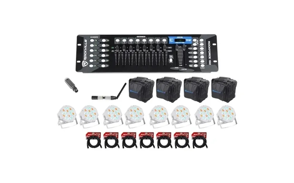 Rockville 192-channel Dmx Controller Lighting Transmitter Receiver 8 Par Lights
