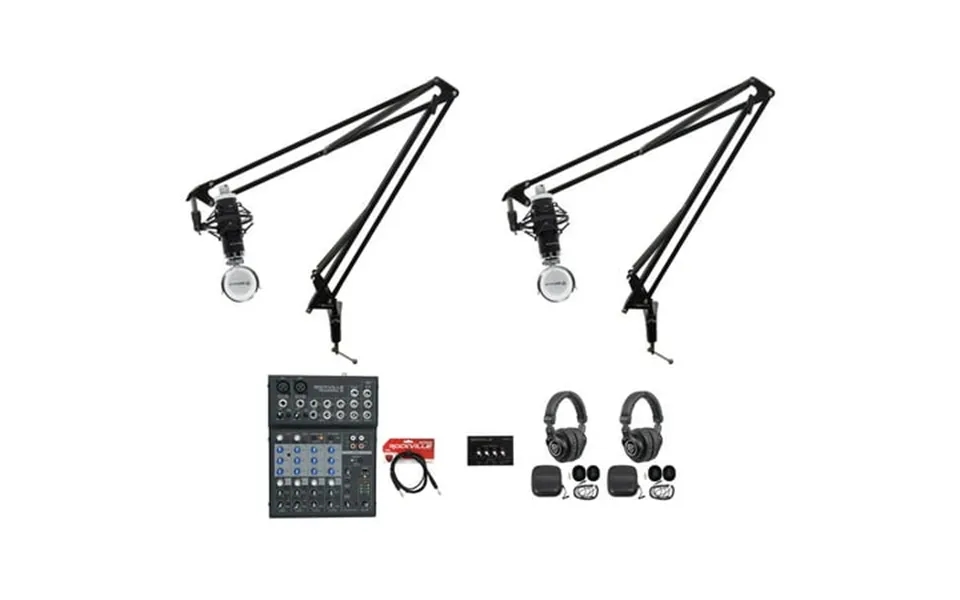 Rockville 2-person Podcast Podcasting Recording Kit W Mics Mixer Headphones