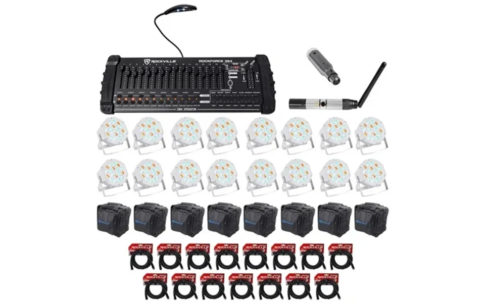 Rockville 384-channel Dmx Controller Lighting Transmitter Receiver And 16 Par Lights