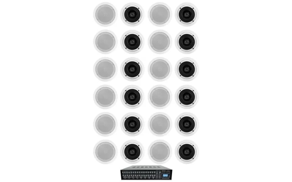 Rockville 4-zone Multi Room Matrix Amplifier 24 5.25 White Ceiling Speakers