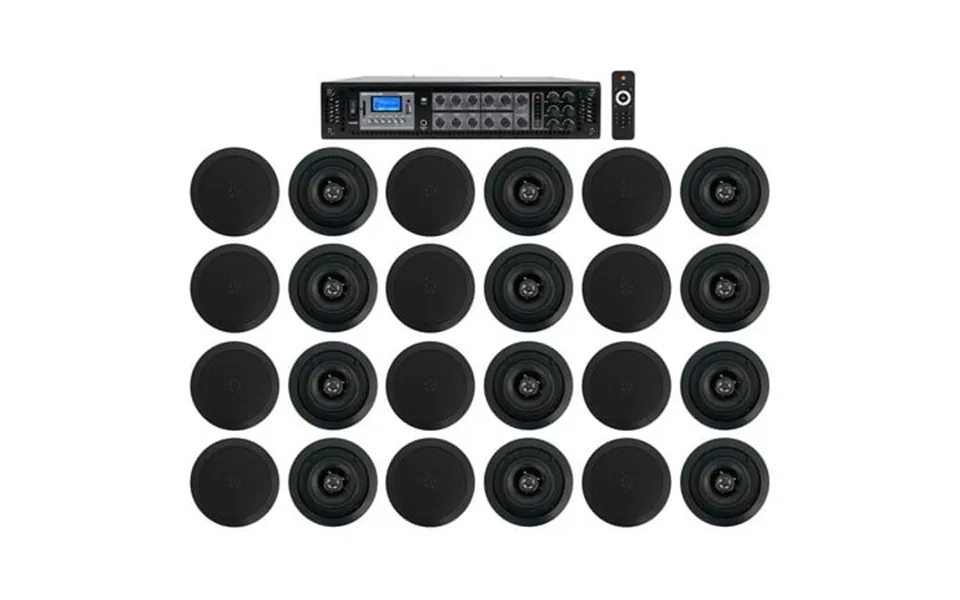 Rockville 6-zone 70v Amplifier 24 5.25 Black 2way Restaurant Ceiling Speakers