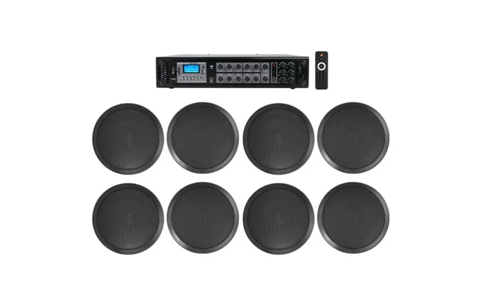 Rockville 6-zone 70v Amplifier 8 8 2-way Black Ceiling Speakers 4 Restaurant