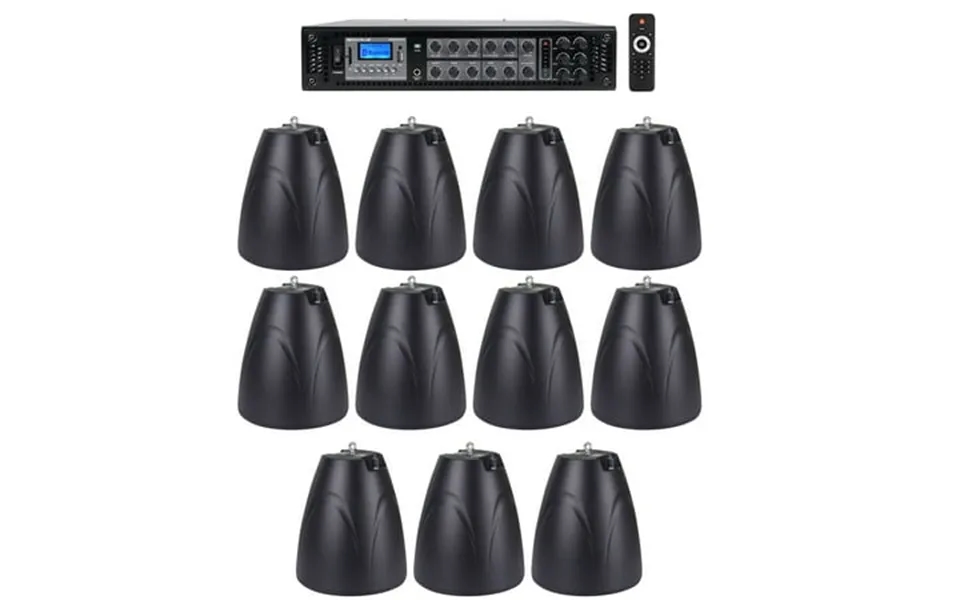 Rockville 6-zone Amp Receiver 11 Black Pendant Speakers For Restaurant Bar Cafe