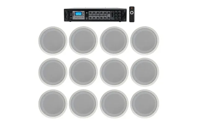Rockville 6-zone Amplifier 12 8 2-way White Ceiling Speakers For Restaurant product image