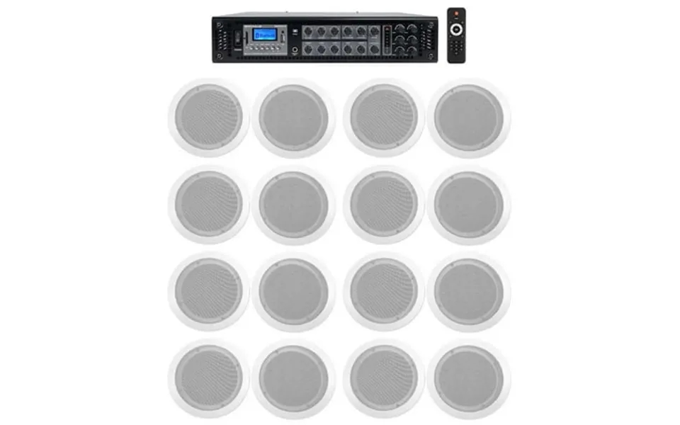 Rockville 6-zone Amplifier 16 6.5 2-way White Ceiling Speakers For Restaurant