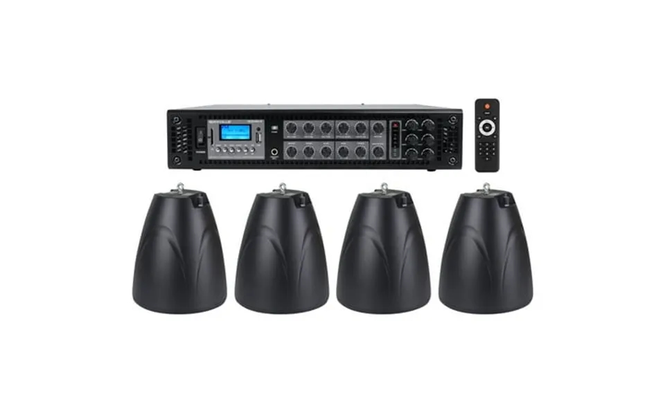 Rockville 6-zone Amplifier Amp 4 Black Pendant Speakers For Restaurant Bar Cafe