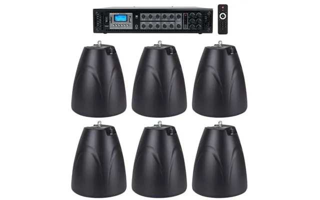 Rockville 6-zone Commercial Amp 6 Black Pendant Speakers For Restaurant Bar Cafe product image