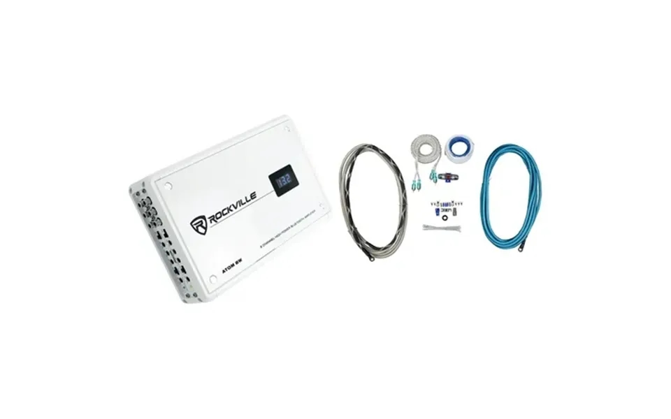 Rockville Atom 8w 8-channel 3500 Watt Marine Boat Amplifier W Bluetooth Amp Kit