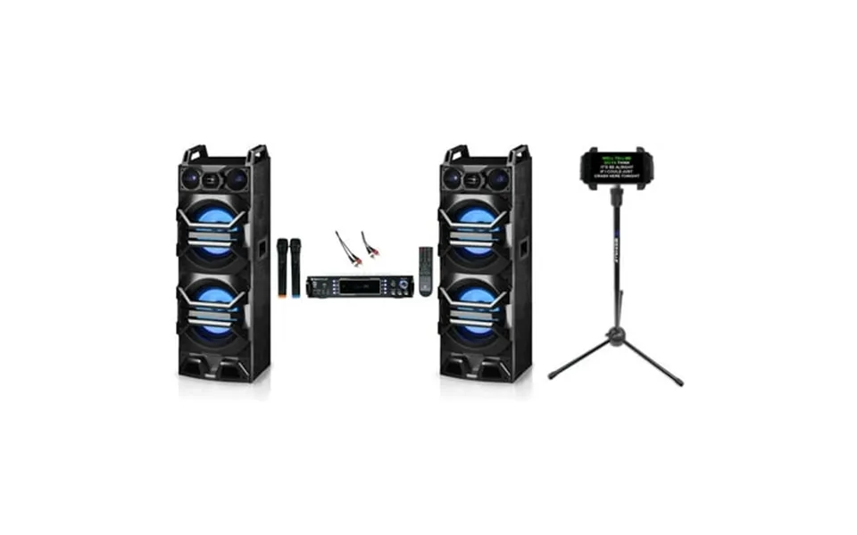 Rockville Bluetooth Karaoke Machine System 2 Dual 10 Led Speakers Wireless Mics