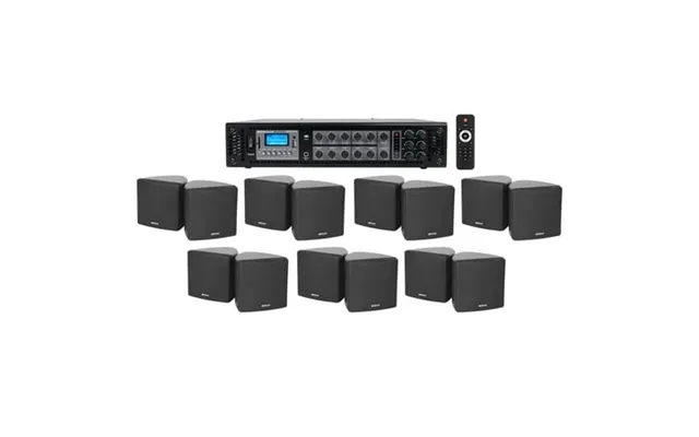Rockville Commercial 6-zone Bluetooth Amp 14 3.5 Black Cube Restaurant Speakers product image