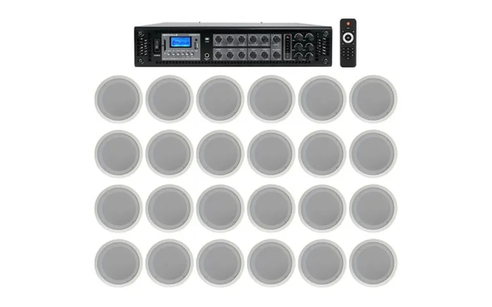 Rockville Commercial Receiver 24 8 2way White Ceiling Speakers 4 Hotel Office