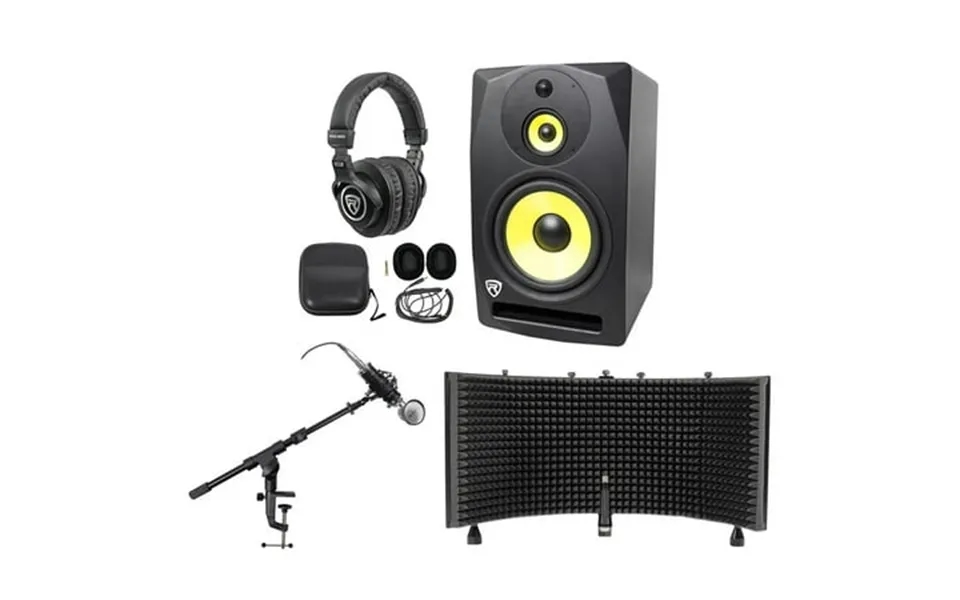 Rockville Dpm10b 10 400 Watt Powered Studio Monitor Headphones Mic Shield Boom