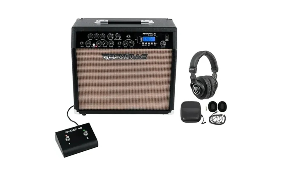 Rockville G-amp 40 Guitar Amplifier Amp Speaker Cabinet W Bluetooth Headphones