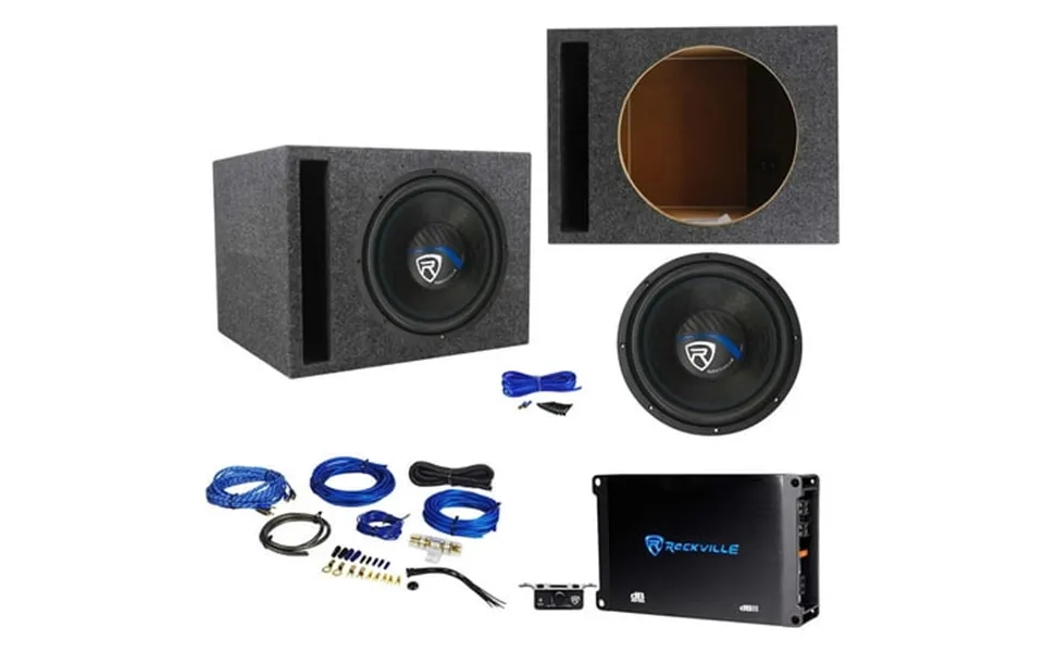 Rockville K5 W12k5s2 12 1400w Subwoofer Vented Sub Box Mono Amplifier Amp Kit