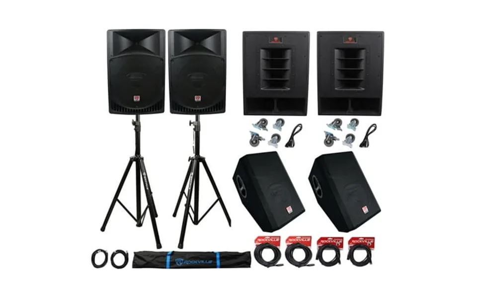 Rockville Pa System W 15 Speakers 15 Subwoofers 12 Monitors And Stands And Cables