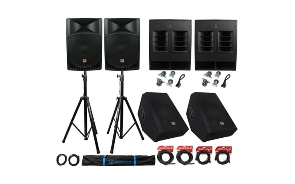 Rockville Pa System W 15 Speakers 18 Subwoofers 15 Monitors Stands Cables