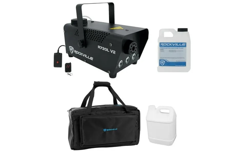Rockville R720l Fog Smoke Machine W Remote Fluid Multi Color Led Waterproof Bag