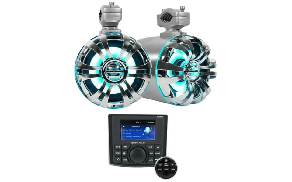 Rockville Rghr45 4 Zone Marine Receiver W Bluetooth 2 6.5 Led Tower Speakers