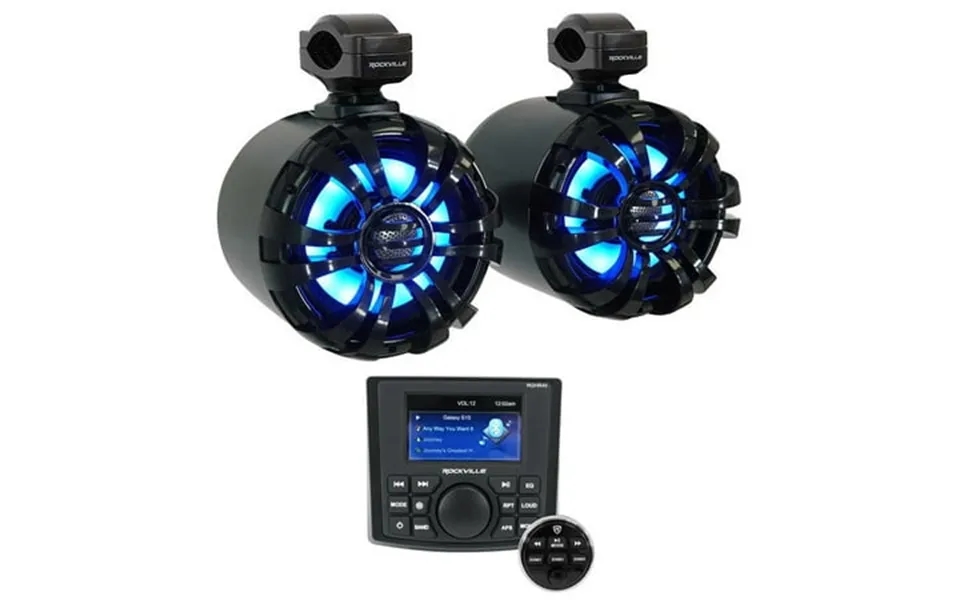 Rockville Rghr45 4 Zone Marine Receiver W Bluetooth 2 Black Led Tower Speakers