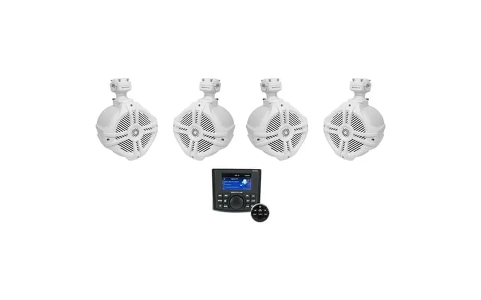 Rockville Rghr45 4 Zone Marine Receiver W Bluetooth 4 6.5 White Tower Speakers