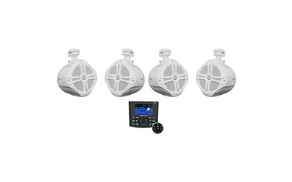 Rockville Rghr45 4 Zone Marine Receiver W Bluetooth 4 8 White Tower Speakers