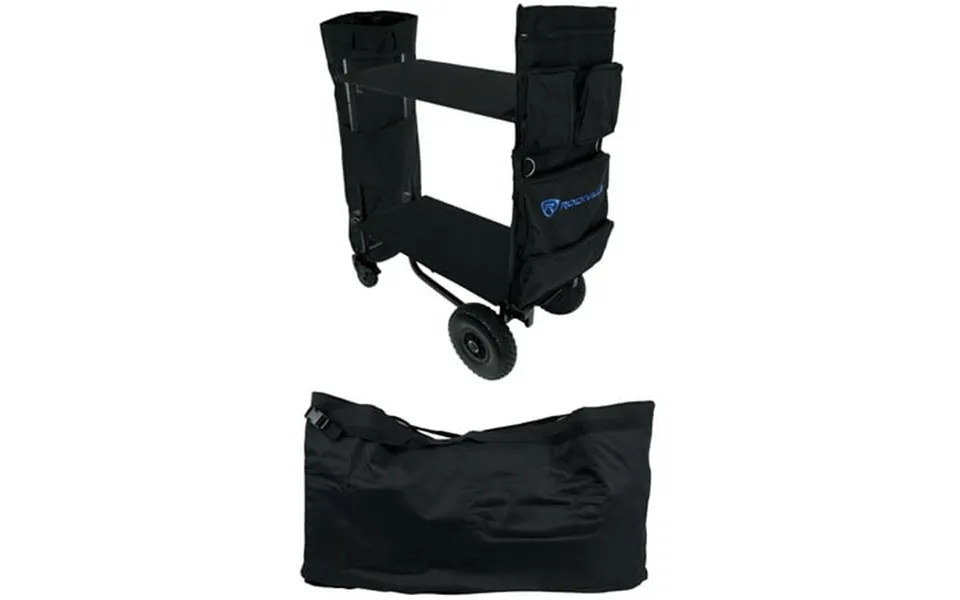 Rockville Rock Cart Pro Dj Equipment Transport Roller Car W 3 Bags Floor Shelf