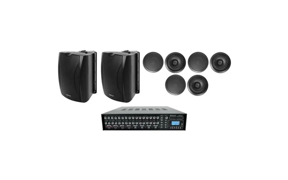 Rockville Rock Matrix 4-zone Home Receiver 6 Ceiling 2 Black Wall Speakers