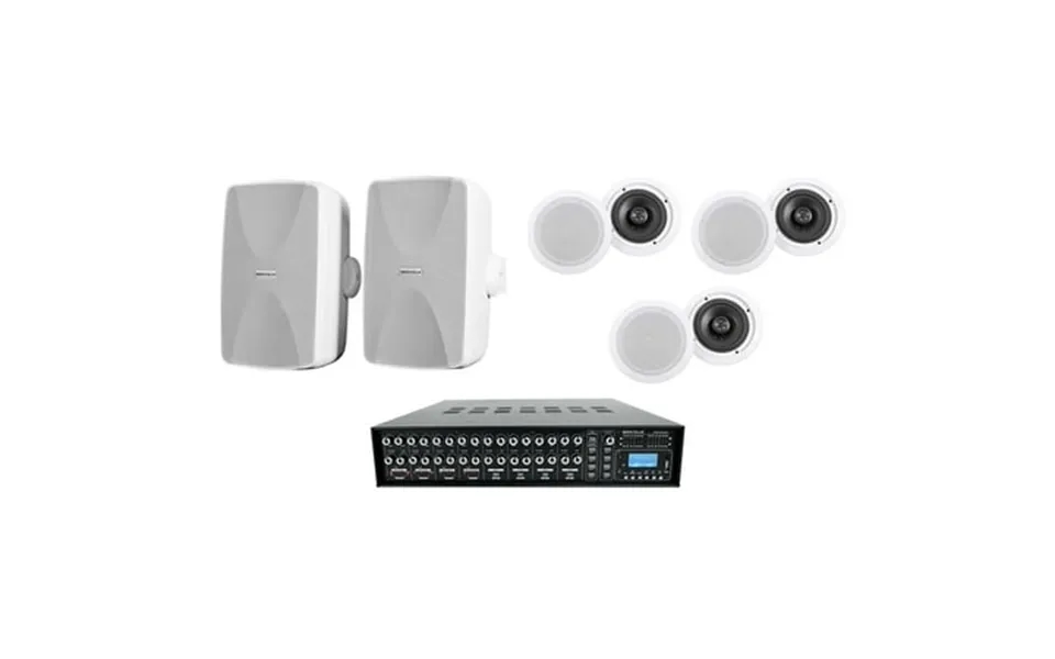 Rockville Rock Matrix 4-zone Home Receiver 6 Ceiling 2 White Wall Speakers