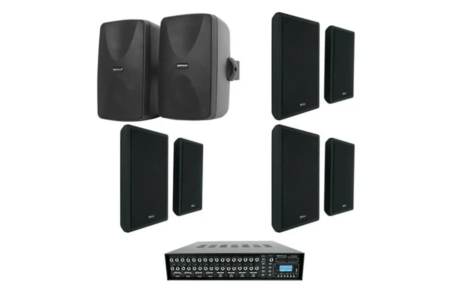 Rockville Rock Matrix 4-zone Home Receiver Amp 8 5.25 Black Wall Speakers