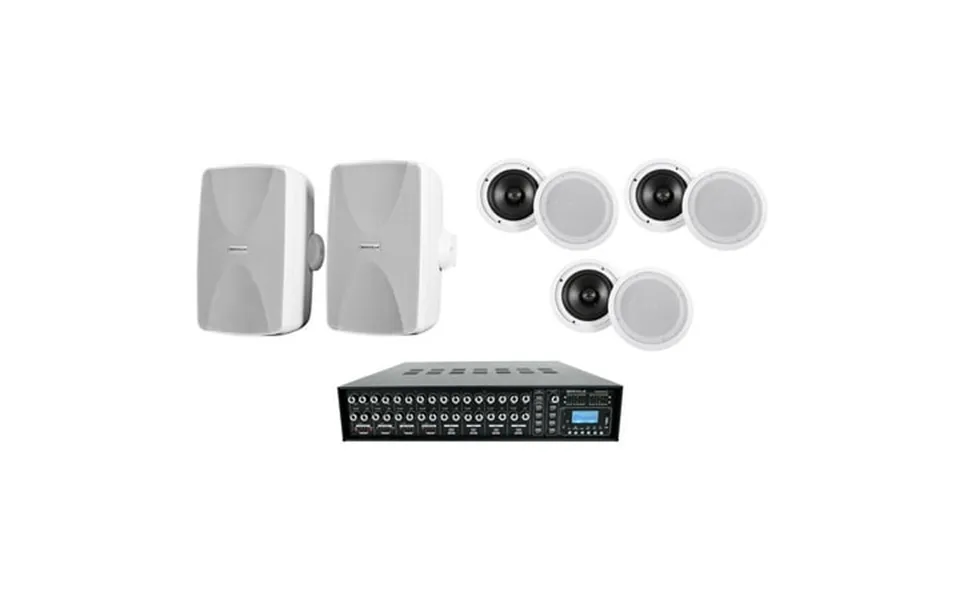 Rockville Rock Matrix Multi Room Home Receiver 6 Ceiling 2 White Wall Speakers
