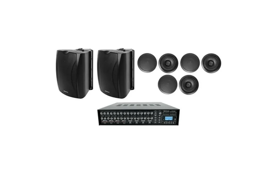 Rockville Rock Matrix Multi Room Home Receiver 6 Ceiling And 2 Black Wall Speakers