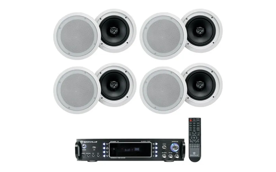 Rockville Rpa60bt Home Theater Receiver Amplifier 8 8 White Ceiling Speakers