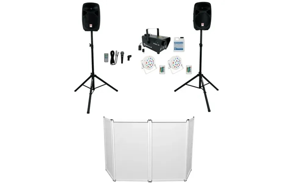 Rockville Rpg102k Dj Kit W 10 Speakers Mic Stands Facade Up Lights Led Fogger