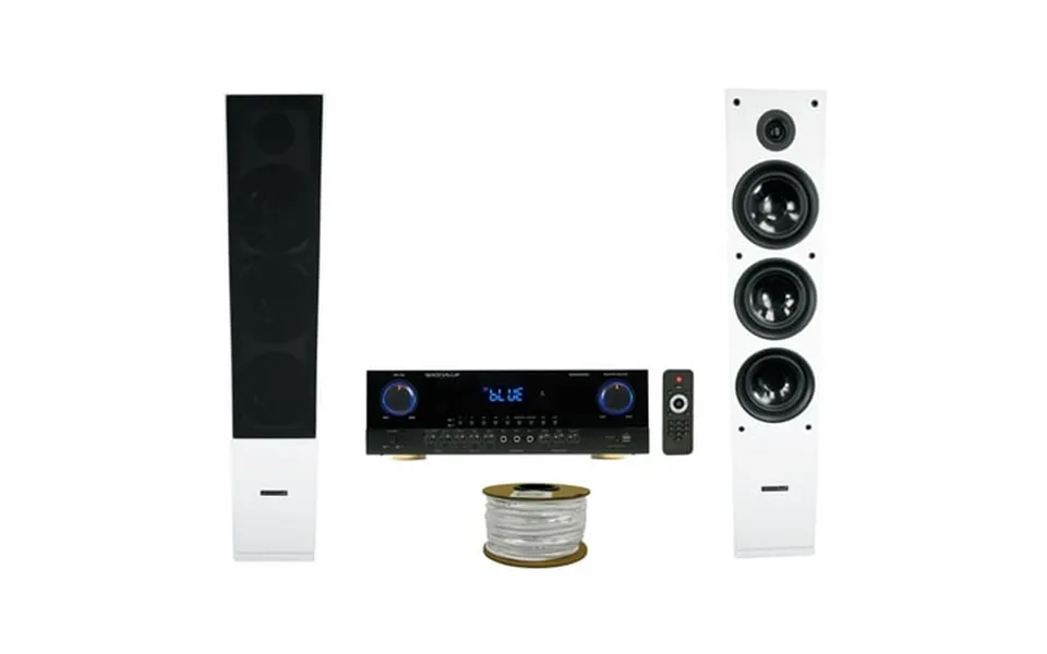 Rockville Singmix 5 2000w Bluetooth Home Receiver Mixer 2 White Tower Speakers