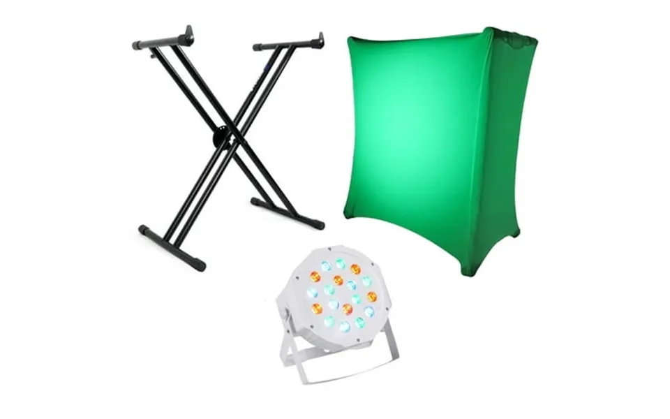 Rockville X Braced Keyboard Stand And White Scrim Cloth Dmx Par Can Wash Light